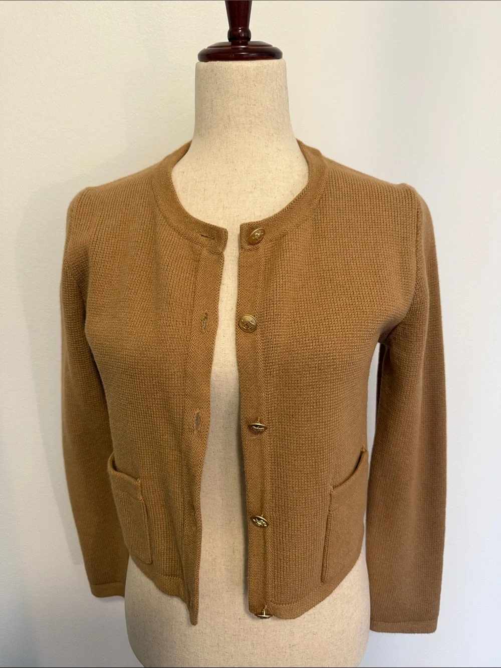 J. Crew Camel Crewneck Button Cardigan